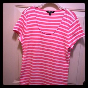 Ralph Lauren pink/white stripe t-shirt Sz XL